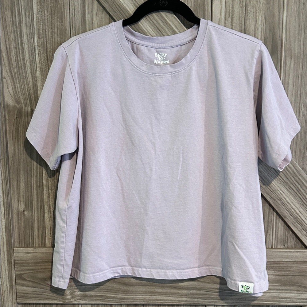 Shiny by Nature Women's Light Purple Short Sleeve Oversized Crop Top